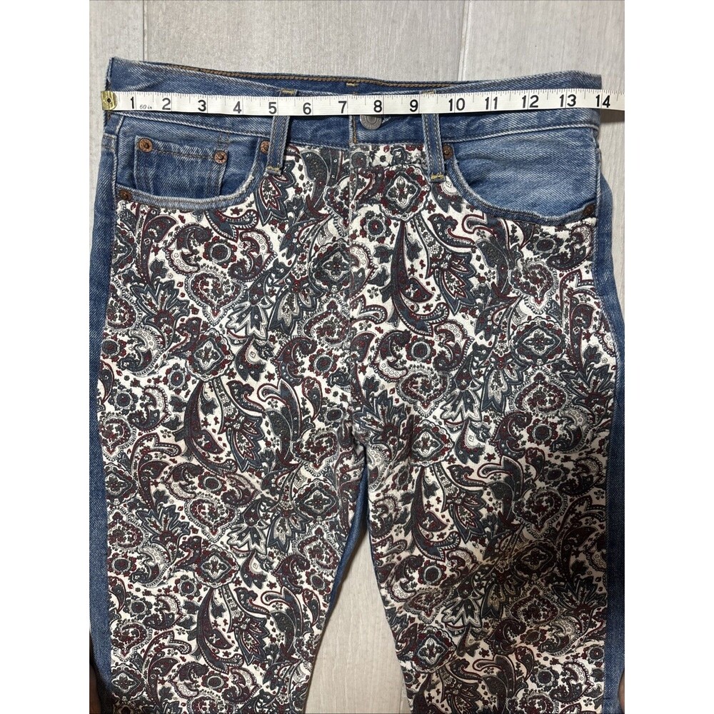 Levi’s Wedgie Straight  Jeans Patched  Paisley Button Fly Womens 26 - Picture 5 of 10